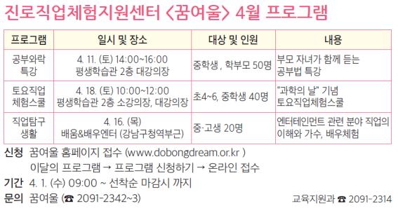 진로직업체험지원센터 꿈여울 4월 프로그램.jpg